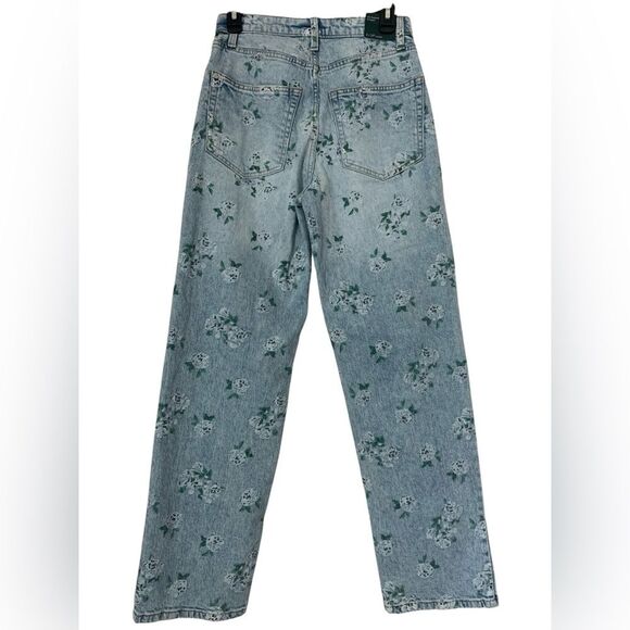 Wild Fable Womens Sz 2 90s Style Relaxed Light Blue Floral Straight Leg Jeans - Picture 5 of 6